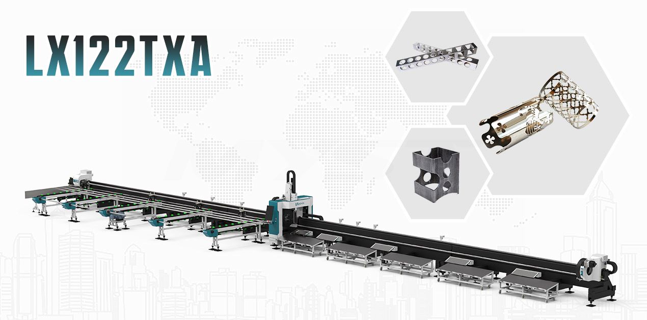 LX122TXA Automatic Feeding Laser Tube Cutting Machine for Metal Square Round Pipe