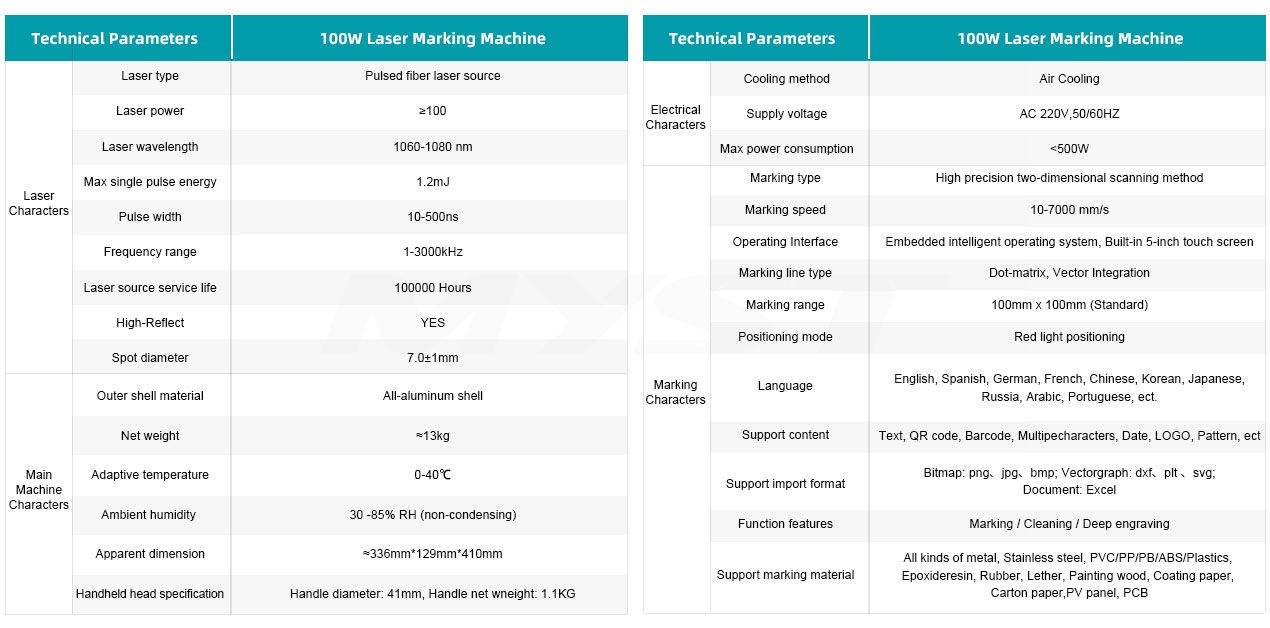 MOPA 100W Portable Laser Marking Machine