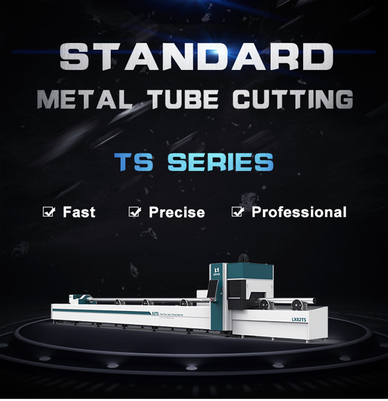 LX82TS Round Square tube ss cs aluminum metal pipe tube fiber laser cutter 1KW 1.5KW 2KW 3KW 4KW 6KW 8KW 12KW