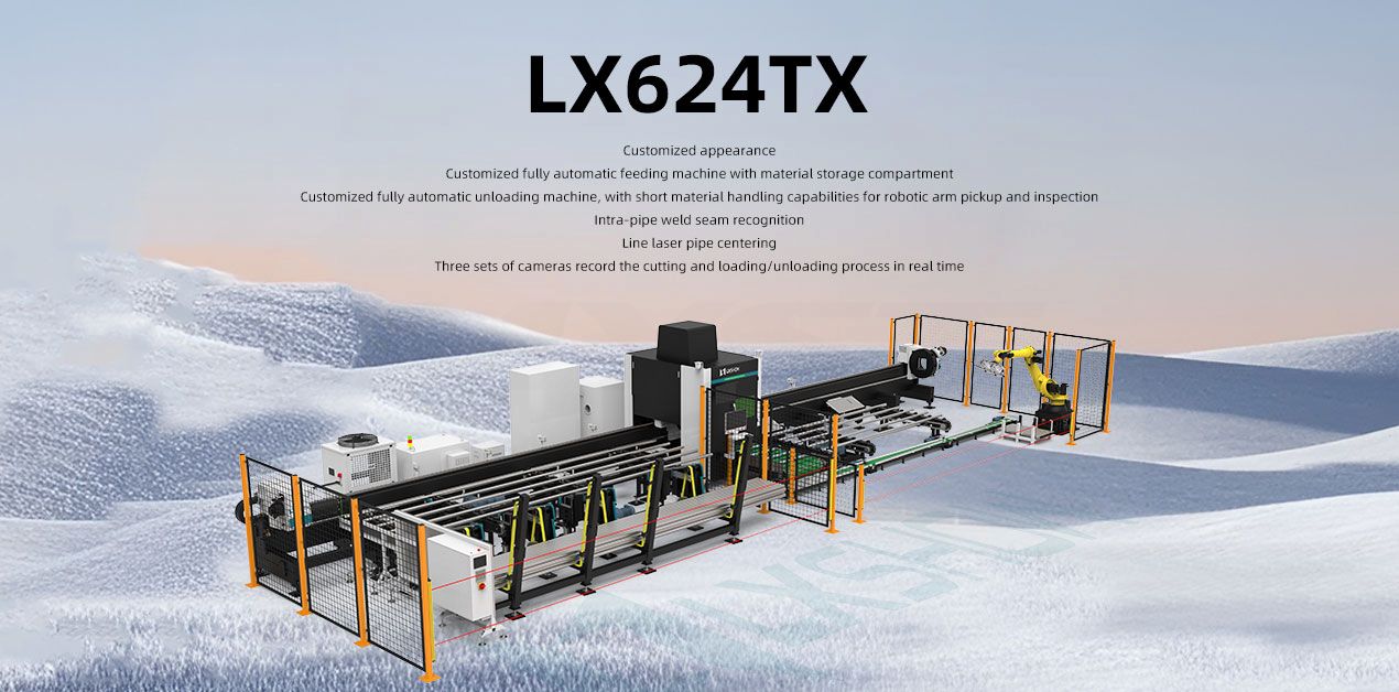 LX624TX 12000w High Power Fiber Multifunctional Laser Cutting Machines for Metal Tube with Automatic Loading and Unloading
